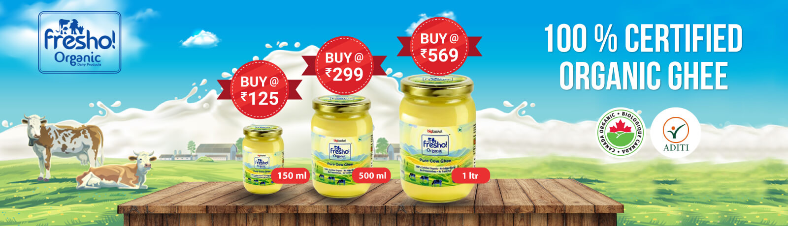 100% CERTIFIED ORGANIC GHEE @569 FOR 1 Ltr - Price 569