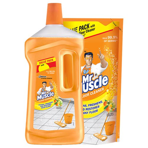 Mr Muscle Buy Floor Cleaner - Citrus Bottle 1050 ml: Get Citrus Fragrance Pouch 550 ml Free, 1600 ml  