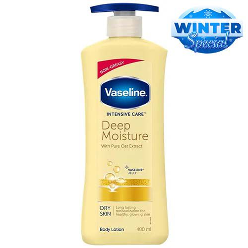 Vaseline Intensive Care Deep Moisture Body Lotion - Dry Skin, With Pure Oat Extract, Long Lasting Moisturization, 400 ml  