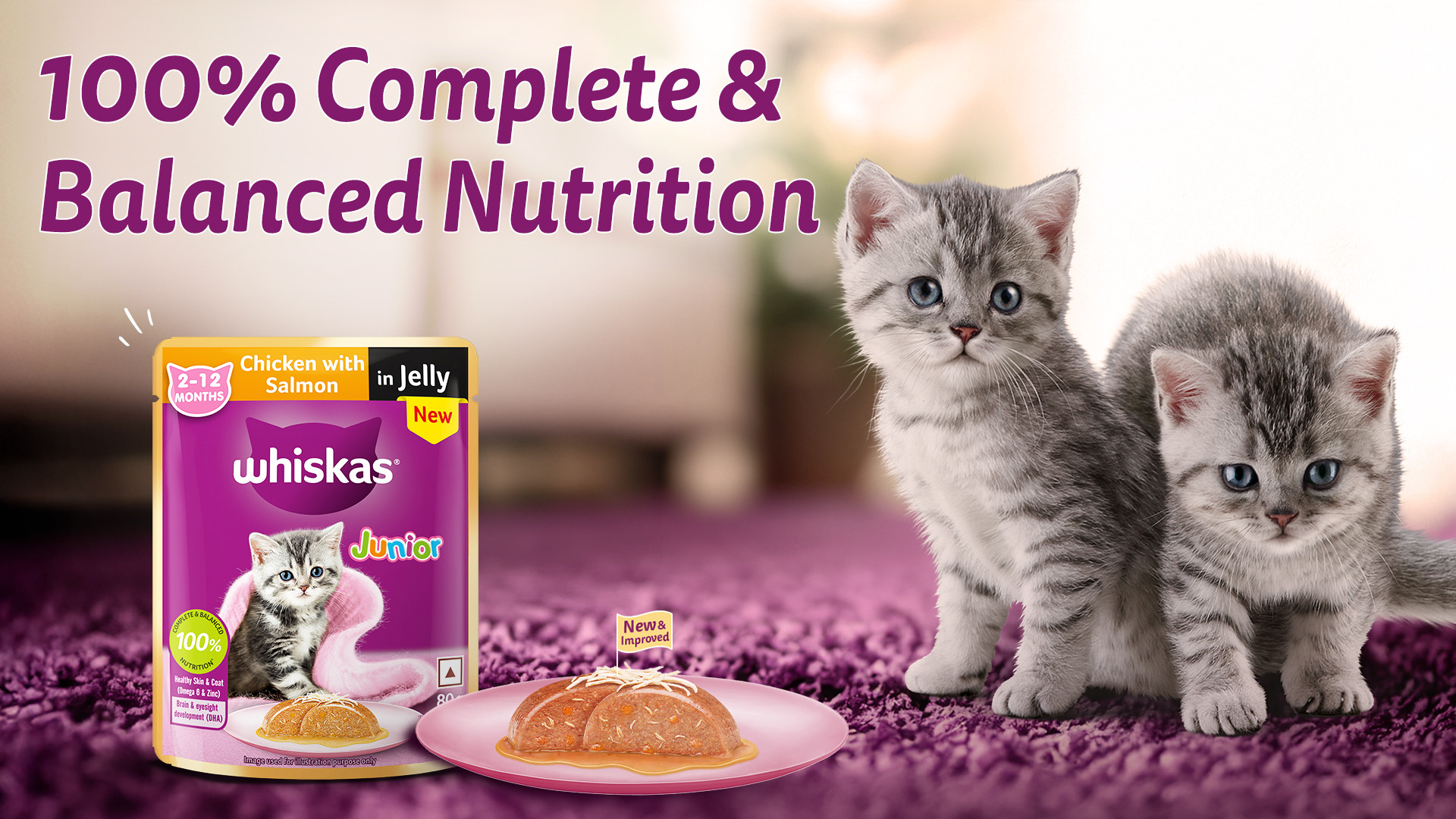 Buy Whiskas Junior Kitten Wet Food Chicken With Salmon In Jelly