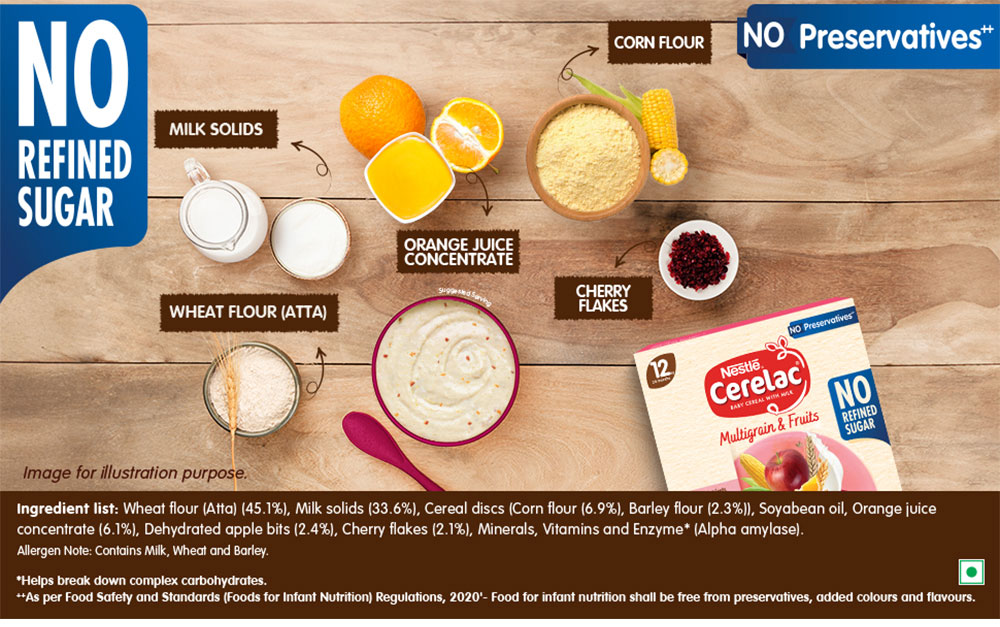 Nestle Cerelac Multigrain Fruits Baby Cereal With Milk 12 to 24 Months,  300 g