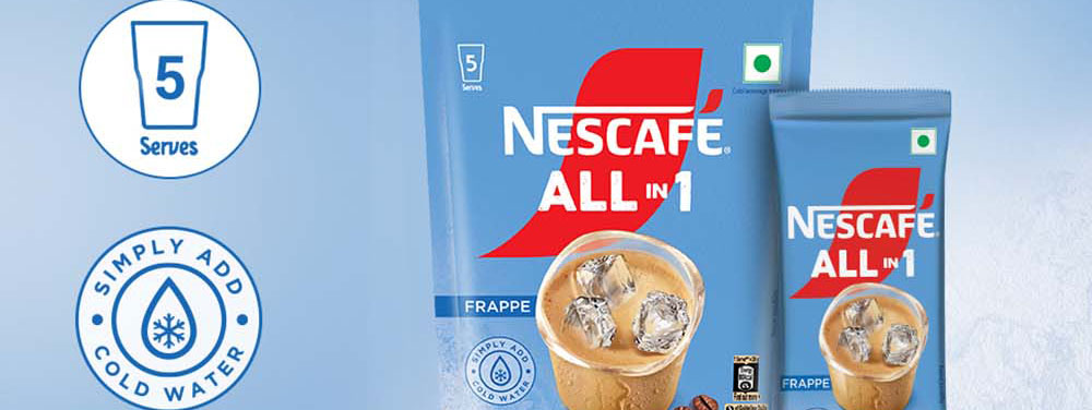 Nescafe All In Frappe Instant Cold Coffee Premix Powder, 140 g