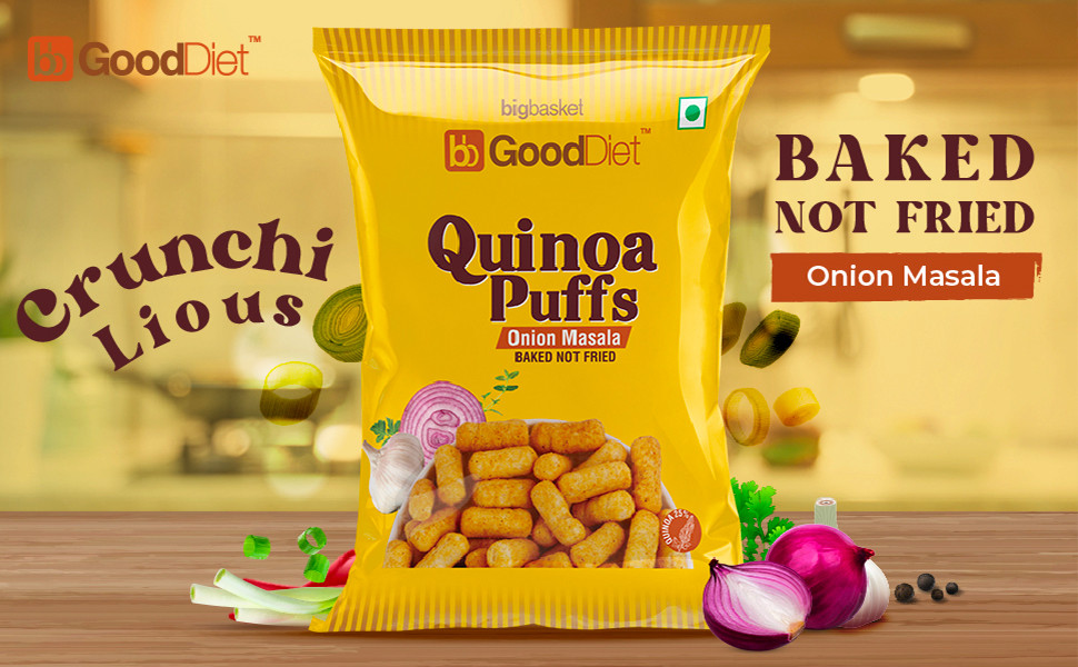 bb Gooddiet Quinoa Puffs Onion Masala, 30 g