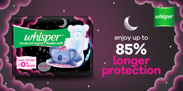 Whisper bindazZZ nights Koala Soft XXXL+ 425 mm - 4x2 Pcs Sanitary Pad, Buy Women Hygiene products online in India