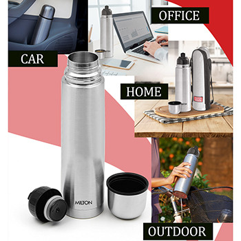 Buy Milton Water Flask Insulated Thermosteel, Flip Lid Silver