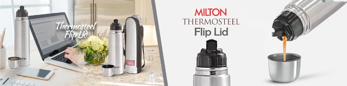 Milton Thermosteel Flip Lid Flask 350, Double Walled Vacuum
