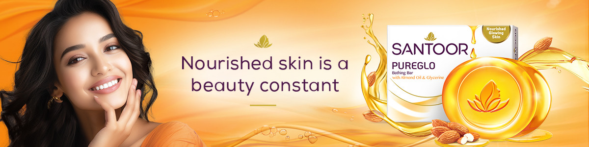 Buy Santoor PureGlo Glycerine Bathing Bar Soap with Almond Oil