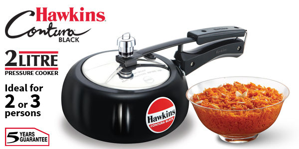 Hawkins CB20 Hard Anodised Pressure Cooker 2-Liter Contura Black