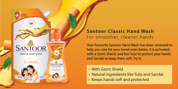 Buy Santoor Classic Gentle Hand Wash - Sandalwood & Tulsi, Tough
