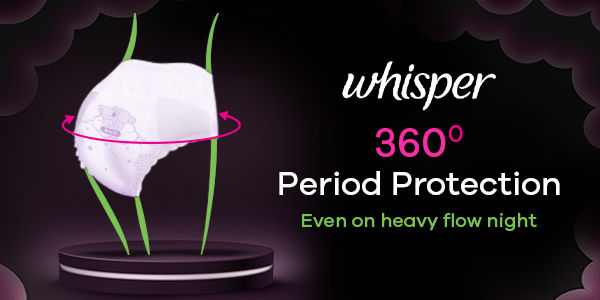 Buy Whisper Bindazzz Nights - Period Panties, 360 Degree Leakage  Protection, Flex Fit, Disposable, M-L Online at Best Price of Rs 359.1 -  bigbasket