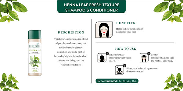 Biotique Bio Henna Leaf Fresh Texture Shampoo & Conditioner, 120ml