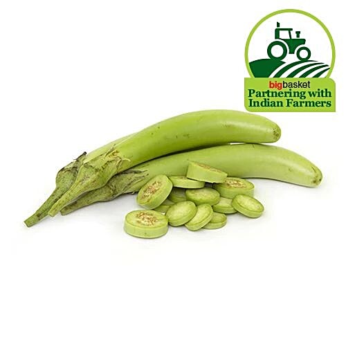 Fresho Brinjal - Green, Long, 500 g  