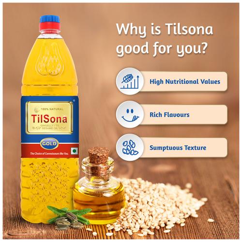 Tilsona Gold Til/Sesame/Gingelly Edible Oil - 100% Natural, Rich In Omega 6, Good For Heart, 200 ml  100% Natural