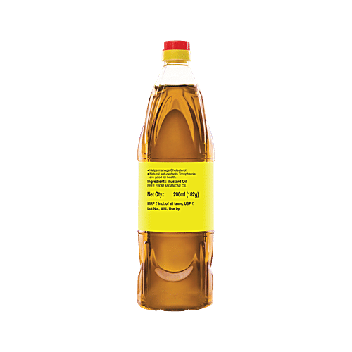 Tez PT3 Kachchi Ghani Premium Mustard Oil, 200 ml  Pure & Natural