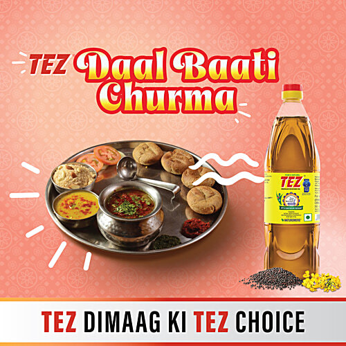 Tez PT3 Kachchi Ghani Premium Mustard Oil, 200 ml  Pure & Natural