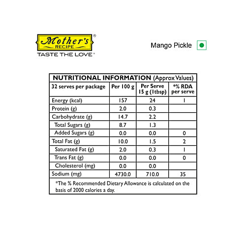 Mother's Recipe Pickle - Maharashtra Mango, 200 g Pouch 