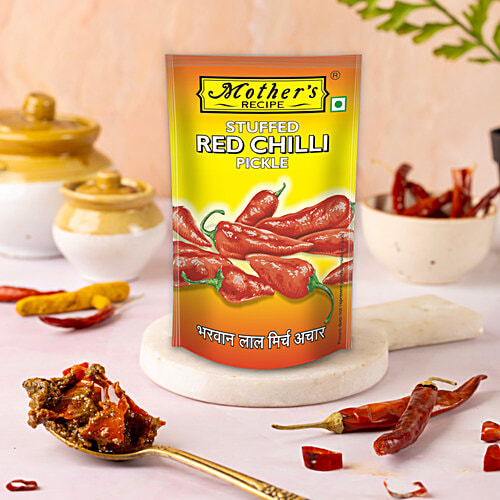 Mother's Recipe Pickle - Red Stuffed Chilli, 200 g Pouch Zero Trans Fat
