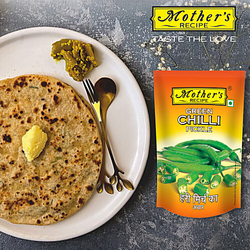 Mother's Recipe Pickle - Green Chilli, 200 g Pouch Zero Trans Fat