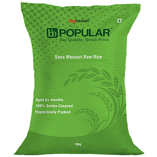 bb Popular Rice/Akki - Raw, Sona Masoori, 10 kg (6 - 11 Months Old) 