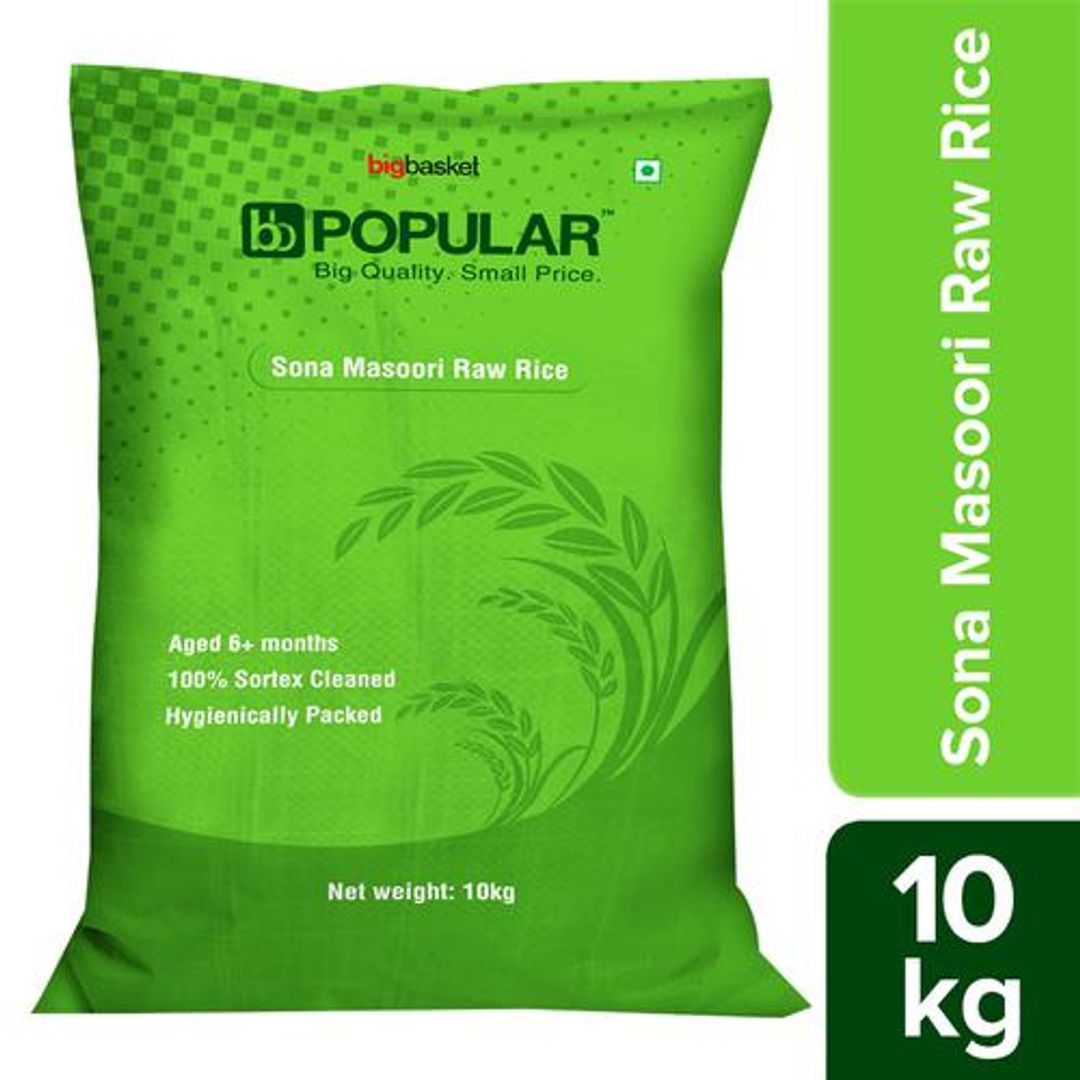 BB Popular Rice/Akki - Raw, Sona Masoori, 10 kg (6 - 11 Months Old)