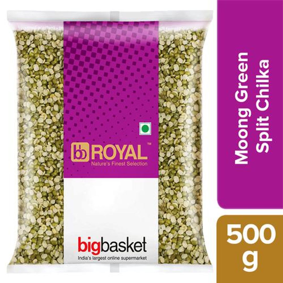 BB Royal Green Moong Split - Desi, Unpolished Mature Pulses For Easy Cooking & Rich Flavour, 500 g Pouch