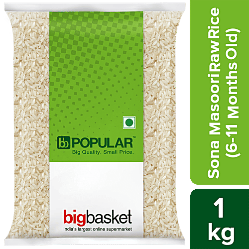 bb Popular Rice/Akki - Raw, Sona Masoori, 1 kg (6 - 11 Months Old) 