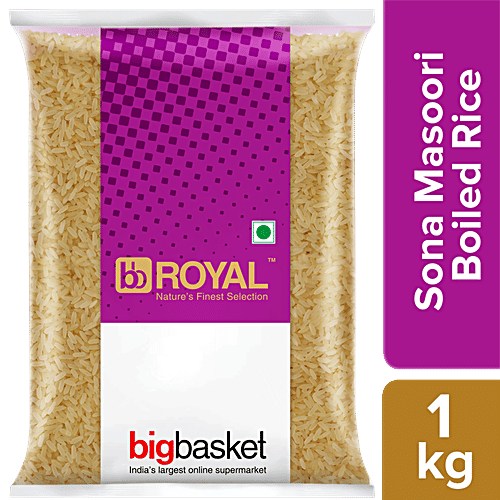 bb Royal Rice - Boiled, Sona Masoori, 1 kg Pouch 