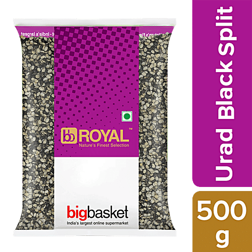 bb Royal Urad Black Split/Chilka/Udid Kale Chilka, 500 g Pouch