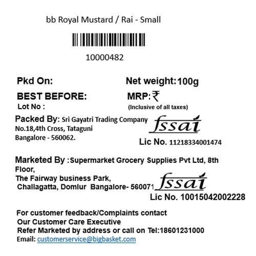 BB Royal Mustard/Sasive/Rai - Small, 100 g  