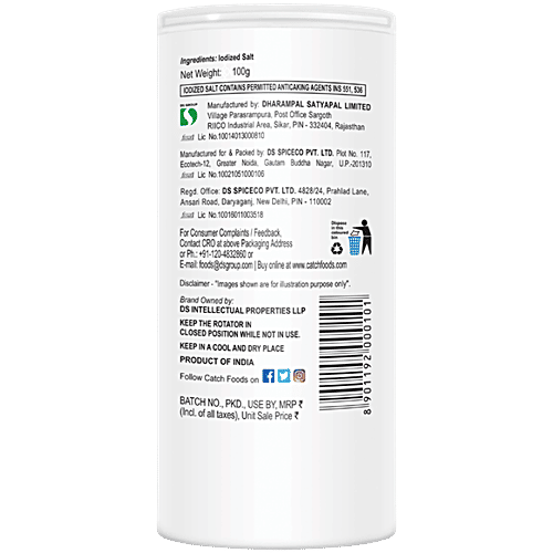 Catch Sprinklers - Iodised Table Salt/Uppu, 100 g Can 