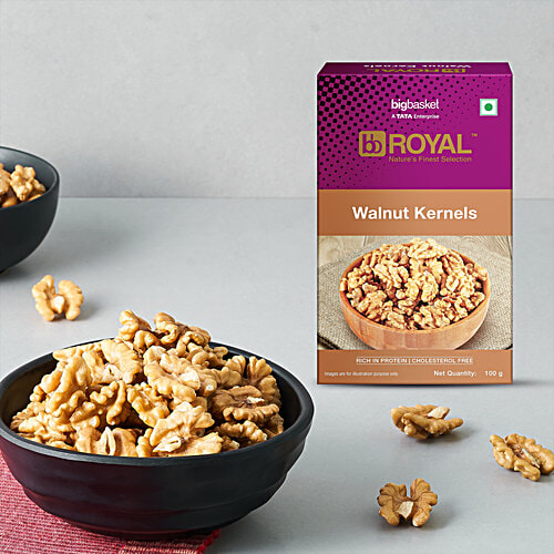 bb Royal Walnut/Akhrot- Kernels, 100 g  Rich in Protein, Cholesterol Free