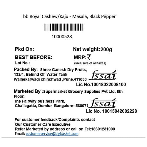 bb Royal Masala Cashew/Kaju - Black Pepper, 200 g Pouch 