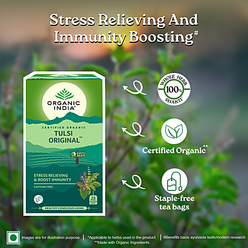 Organic India Tulsi Original Tea, 25 pcs Carton Caffeine Free
