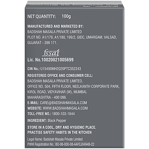 Badshah Powder - Black Pepper, 50 g Carton Unique Aroma & Flavour