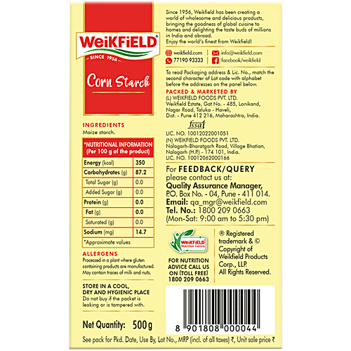 Weikfield Corn Starch Powder, 500 g  Gluten Free