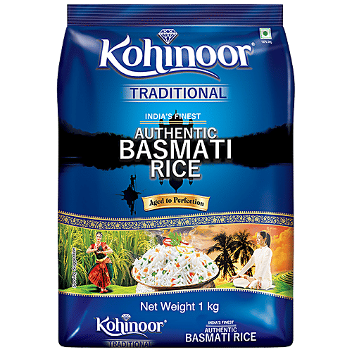 Kohinoor Basmati Rice/Basmati Akki - Traditional, Authentic, Aged, 1 kg Pouch Aged To Perfection