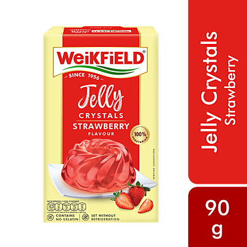 Buy Weikfield Jelly Crystals Strawberry Flavor 90 Gm Carton Online at