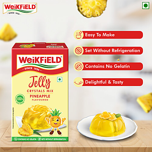 Weikfield Pineapple Flavoured Jelly Crystals Mix, 90 g No Gelatin,