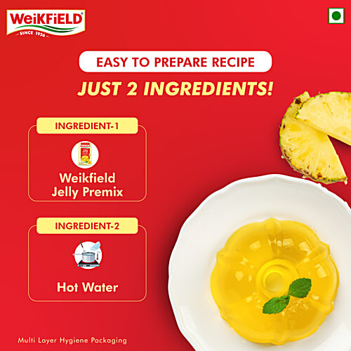 Weikfield Pineapple Flavoured Jelly Crystals Mix, 90 g No Gelatin,