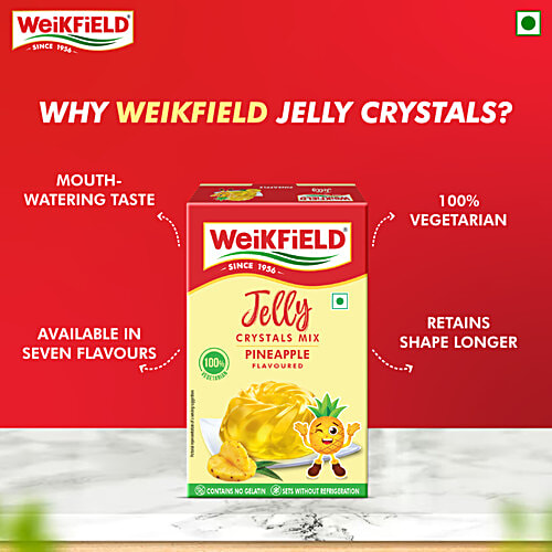 Weikfield Pineapple Flavoured Jelly Crystals Mix, 90 g No Gelatin,