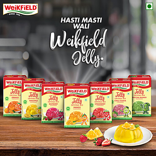 Weikfield Pineapple Flavoured Jelly Crystals Mix, 90 g No Gelatin,