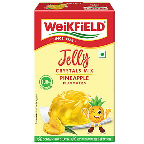 Weikfield Pineapple Flavoured Jelly Crystals Mix, 90 g No Gelatin,