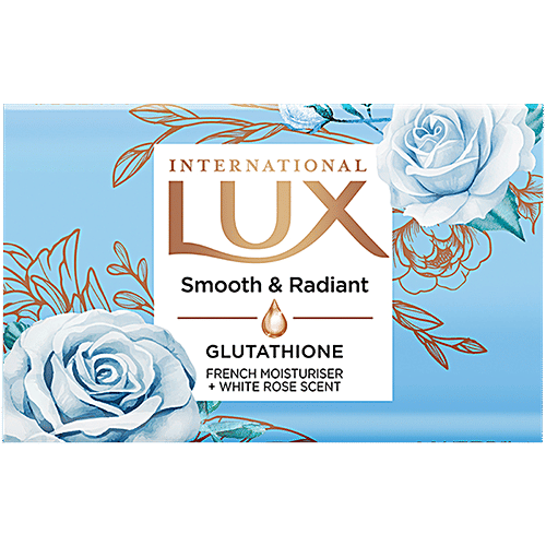 Lux International Smooth & Radiant Bathing Soap With Glutathione & French Moisturizer + White Rose Scent, 130 g Carton Enriched with Swiss Moisturizers