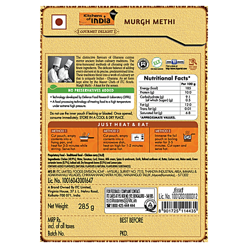 Kitchens Of India Ready to Eat - Murgh Methi, 285 g  