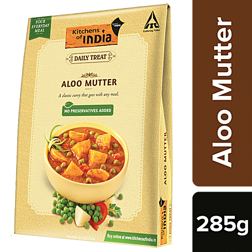 Kitchens Of India Ready to Eat - Aloo Mutter, 285 g Carton 