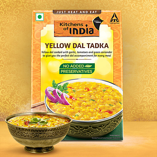 Kitchens Of India Yellow Dal Tadka - Just Heat & Eat, 285 g  Ready to Eat Indian Food, No Added Preservatives, Microwavable