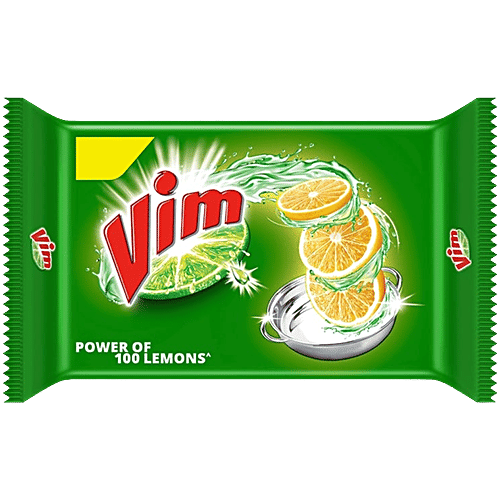 Vim New Superfast Vim Dishwash Bar, 130 g  Removes Burnt & Stickiest Grease With The Power Of 100 Lemons
