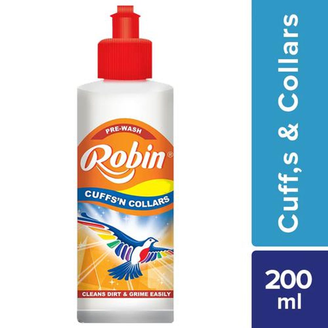 Robin Pre-Wash Cuffs & Collars Liquid - Cleans Dirt & Grime Easily, 200 ml 