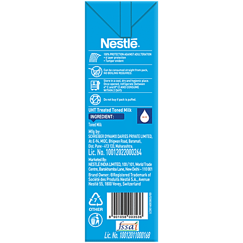Nestle A+ Toned Milk, 1 L Delicious High Quality Milk, Natural Source of Calcium & Protein