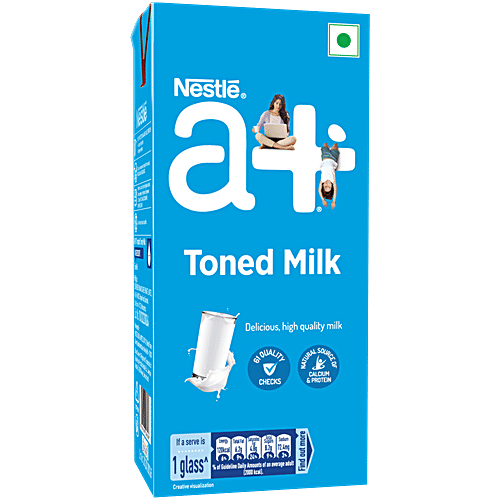 Nestle A+ Toned Milk, 1 L Delicious High Quality Milk, Natural Source of Calcium & Protein